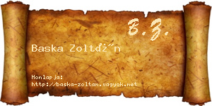 Baska Zoltán névjegykártya